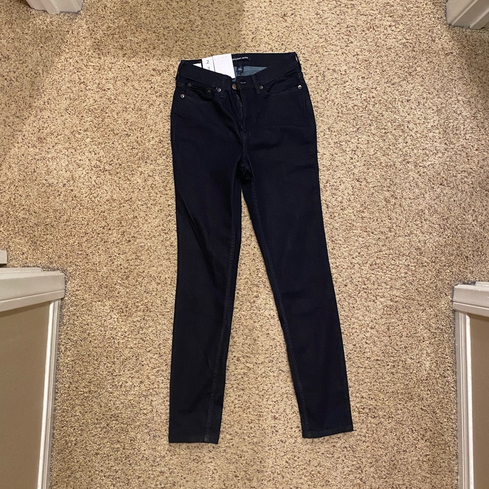 Calvin Klein high rise skinny slim jeans dark blue